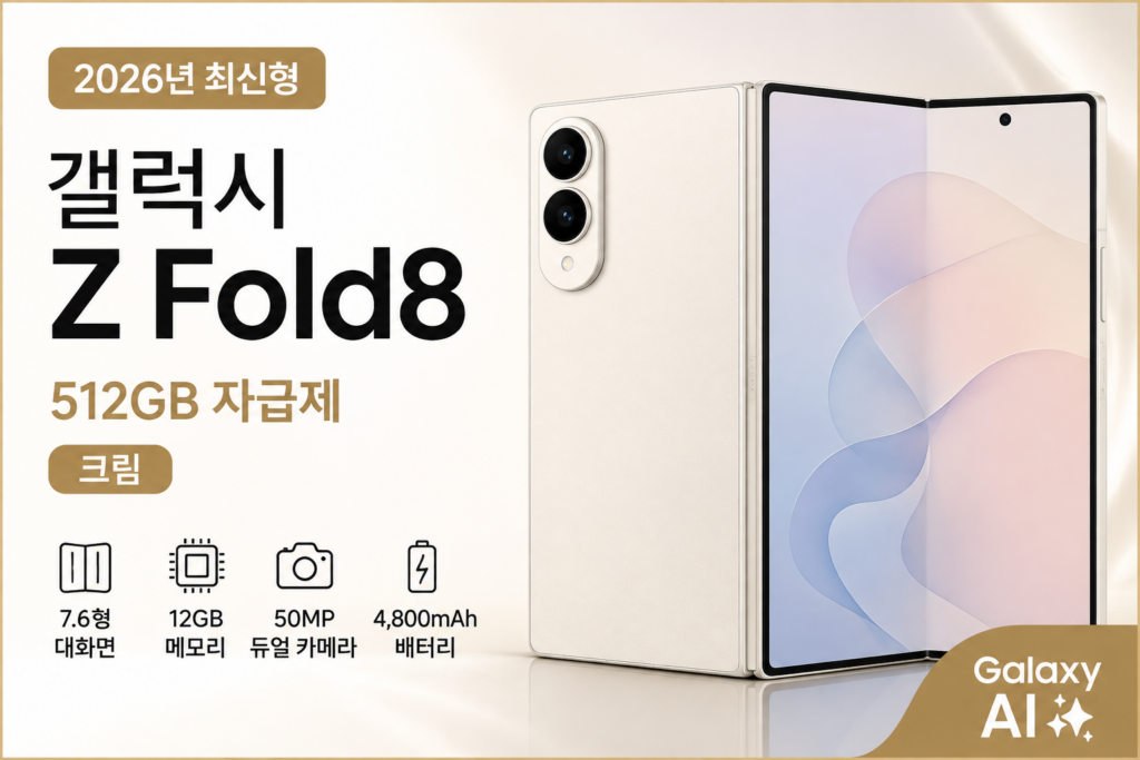 삼성 갤럭시 Z Fold8 512GB SM-F971N 자급제 크림 특징과 장단점 정리 제품 이미지