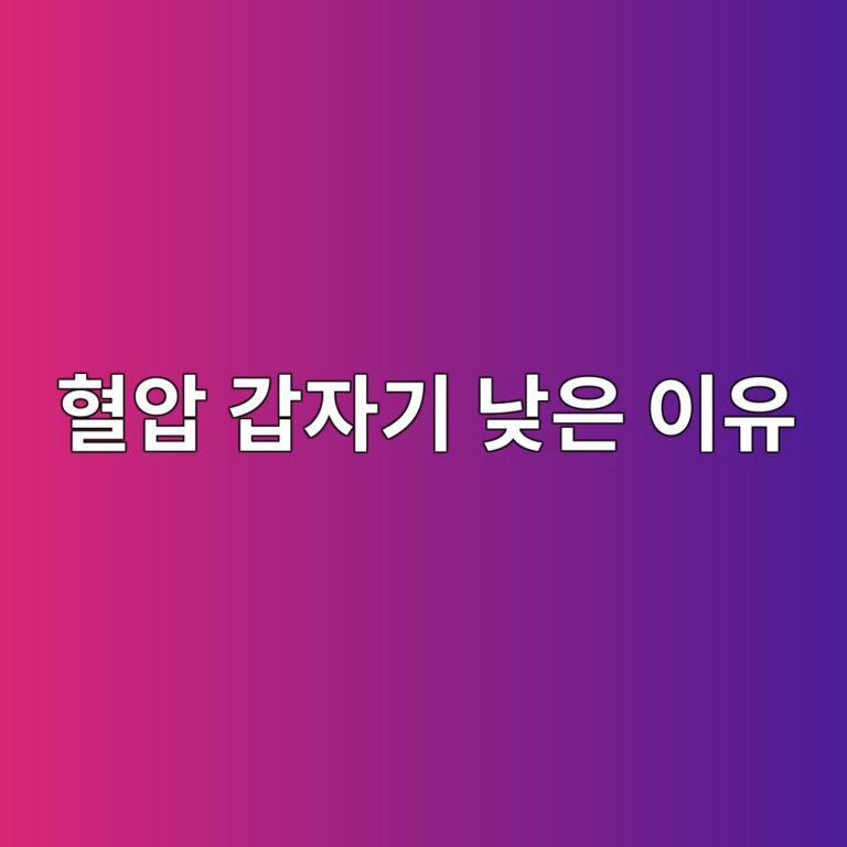 혈압이 갑자기 떨어지는 이유는? 식은땀과 어지럼증이 함께 나타날 때 확인할 점 11 ed9888ec9595 eab091ec9e90eab8b0 eb82aeec9d80 ec9db4ec9ca0 1788515832
