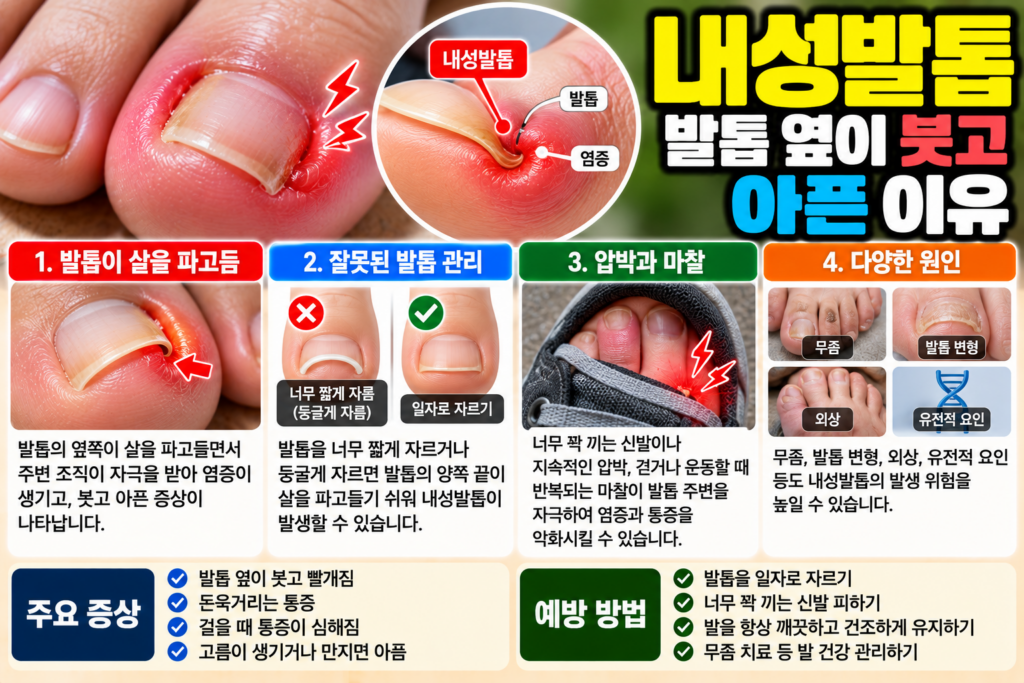 내성발톱 발톱 옆이 붓고 아픈 이유 1 내성발톱 발톱 옆이 붓고 아픈 이유