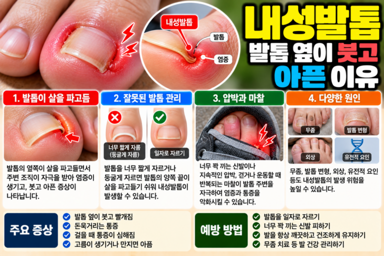 내성발톱 발톱 옆이 붓고 아픈 이유