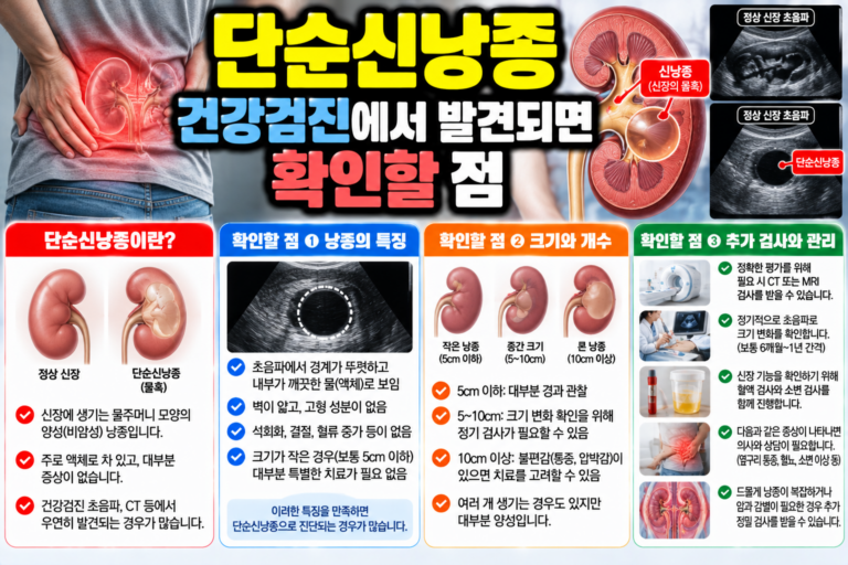 단순신낭종 건강검진에서 발견되면 확인할 점