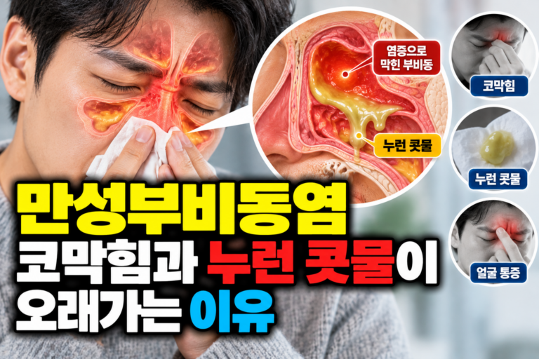 만성부비동염 코막힘과 누런 콧물이 오래가는 이유