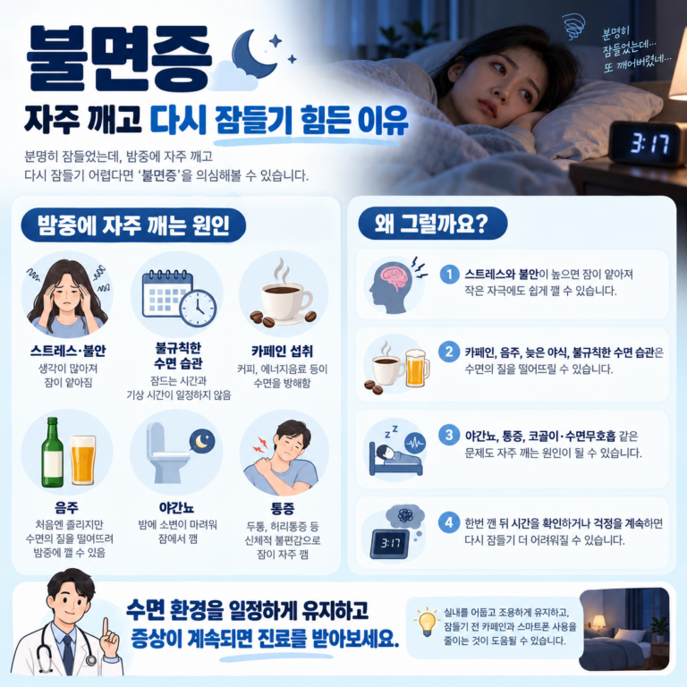 불면증 자주 깨고 다시 잠들기 힘든 이유