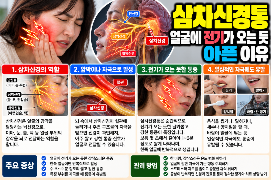 삼차신경통 얼굴에 전기가 오는 듯 아픈 이유
