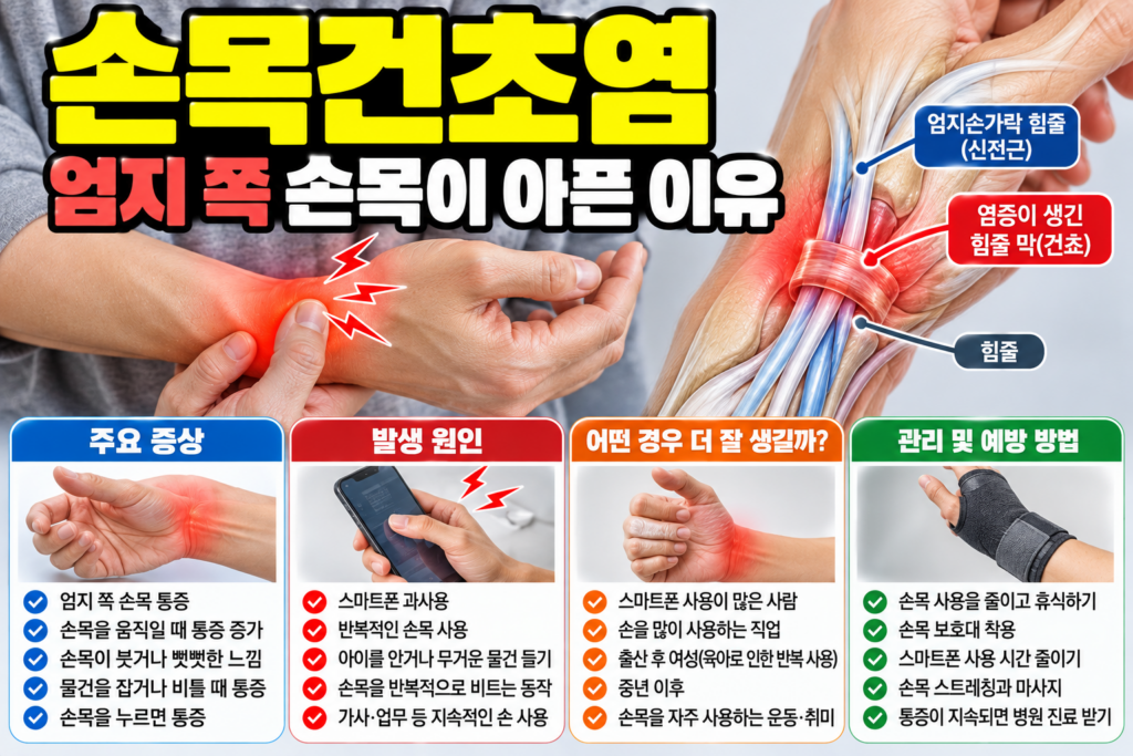 손목건초염 엄지 쪽 손목이 아픈 이유