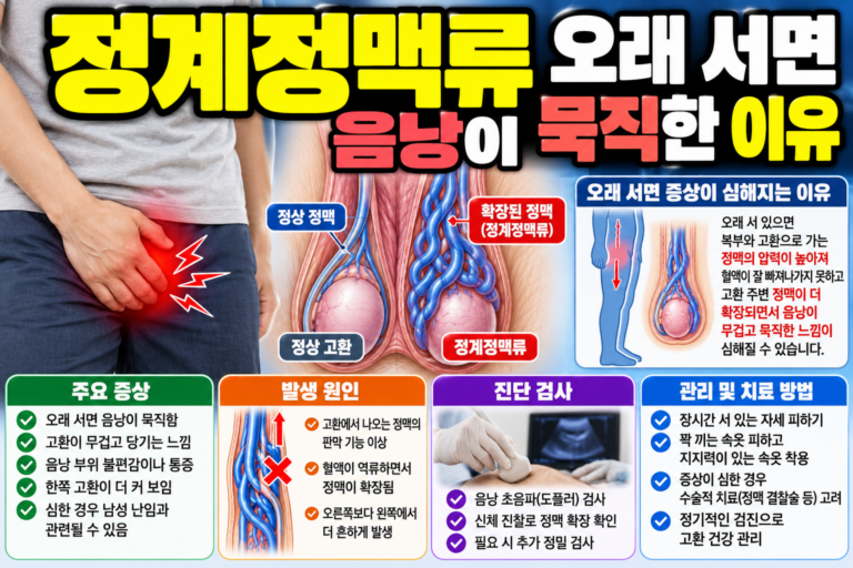 정계정맥류 오래 서면 음낭이 묵직한 이유