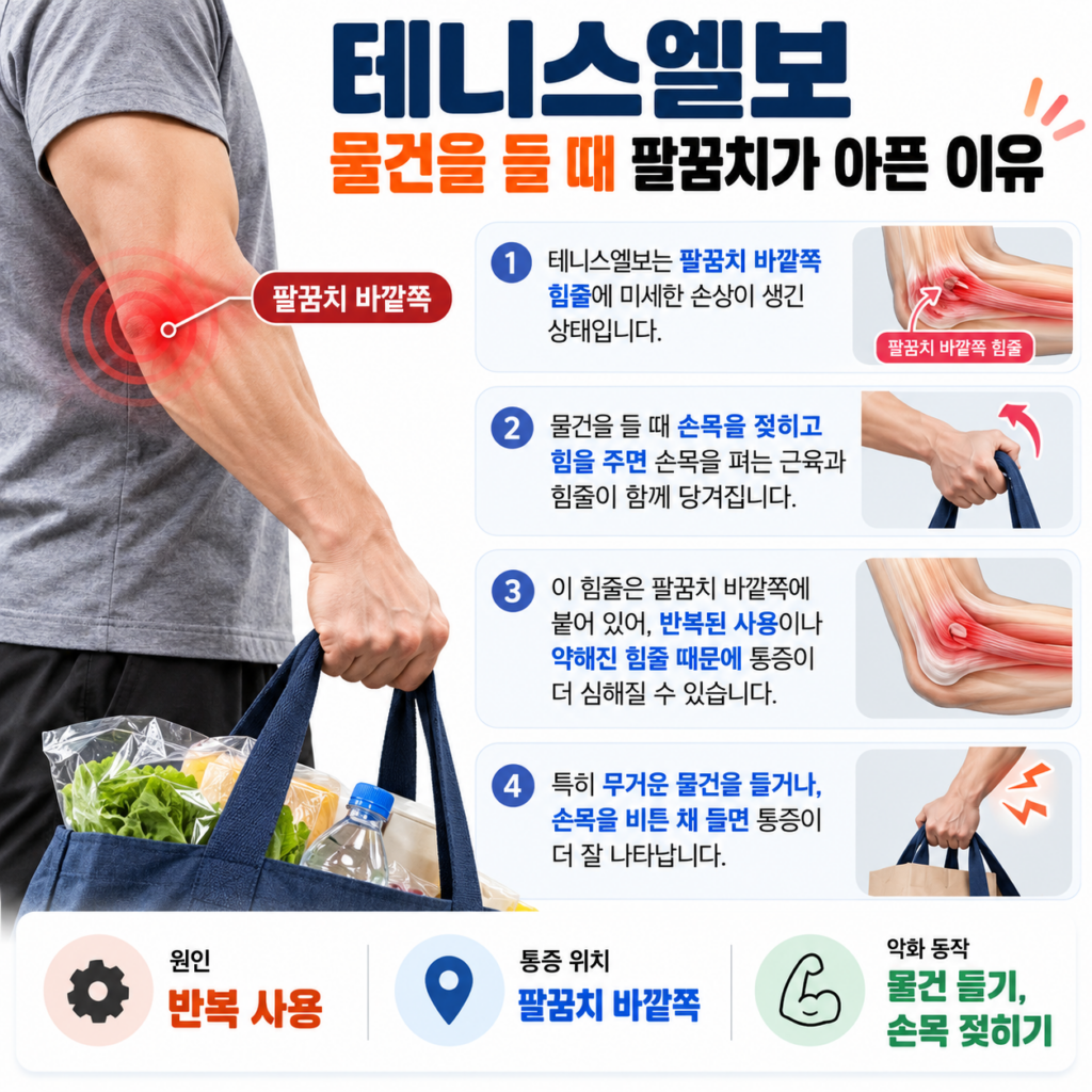 테니스엘보 물건을 들 때 팔꿈치가 아픈 이유
