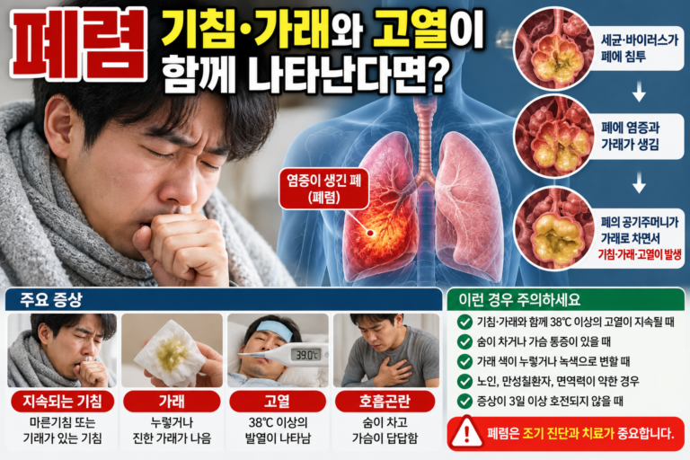폐렴 기침·가래와 고열이 함께 나타난다면