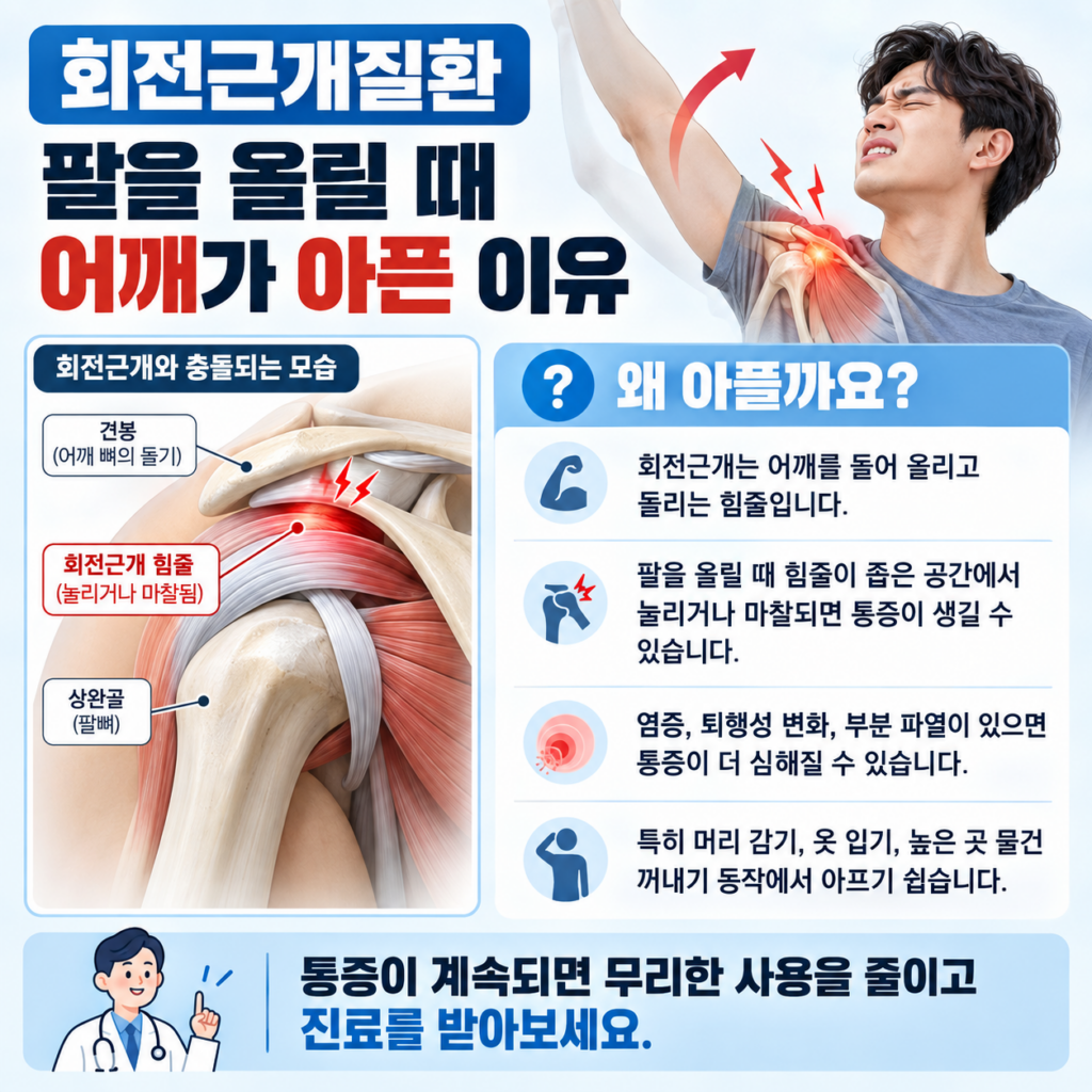 회전근개질환 팔을 올릴 때 어깨가 아픈 이유
